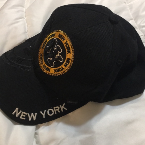 New York hat cap by City Hunter adjustable cotton polyester black yellow white - Picture 2 of 5